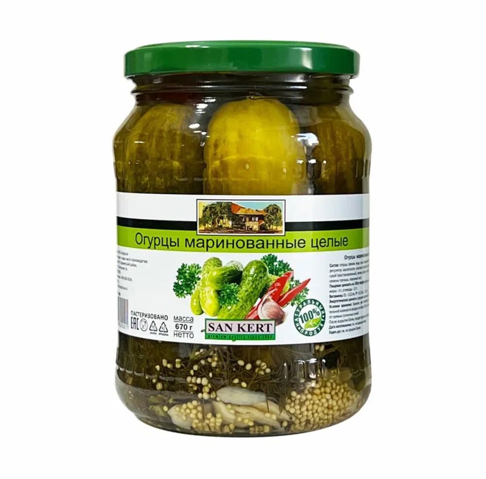 огурцы маринованные (цельные) 0,67л "San Kert"