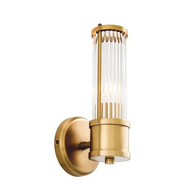 Eichholtz Wall Lamp Claridges Single, Antique Brass Finish / Clear Glass