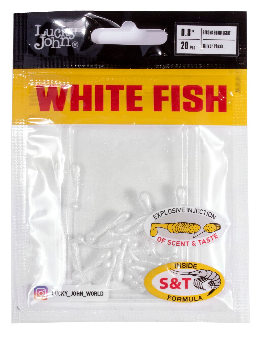 Слаги съедобные Lucky John White Fish 0.8" (2 см), цвет 026, 20 шт