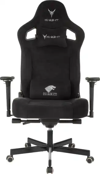 Кресло игровое Knight Hunter черный Alfa Black искусственная замша с подголов. крестов. металл