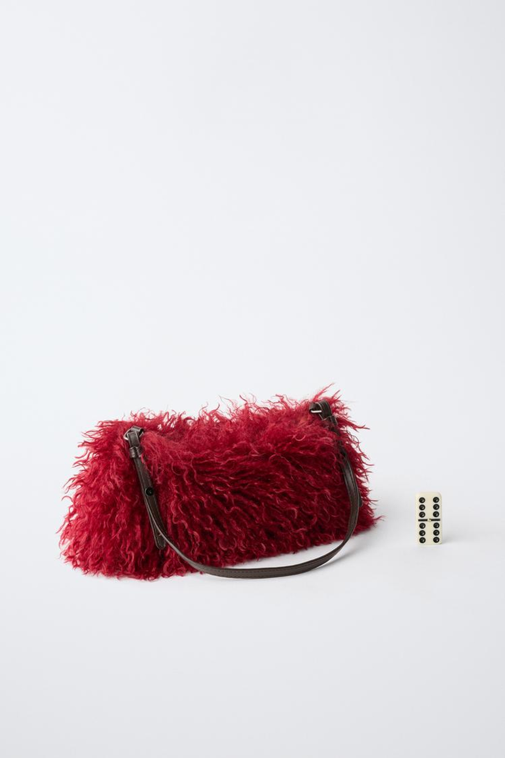 ZARA СУМКА SHOULDER ИЗ ИСКУССТВЕННОГО МЕХА, КРАСНЫЙ