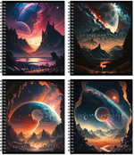 Тетрадь COSMIC LANDSCAPE 170х203, 48 л. гребень, , 4+0+выборочный УФ-лак, 4 диз