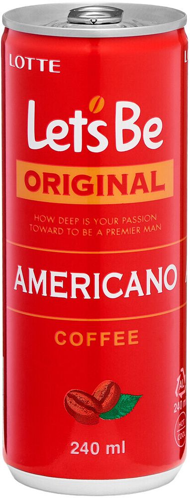 Кофейный напиток Лотте Летс Би Американо / Lotte Let's Be Americano 0.24 - банка