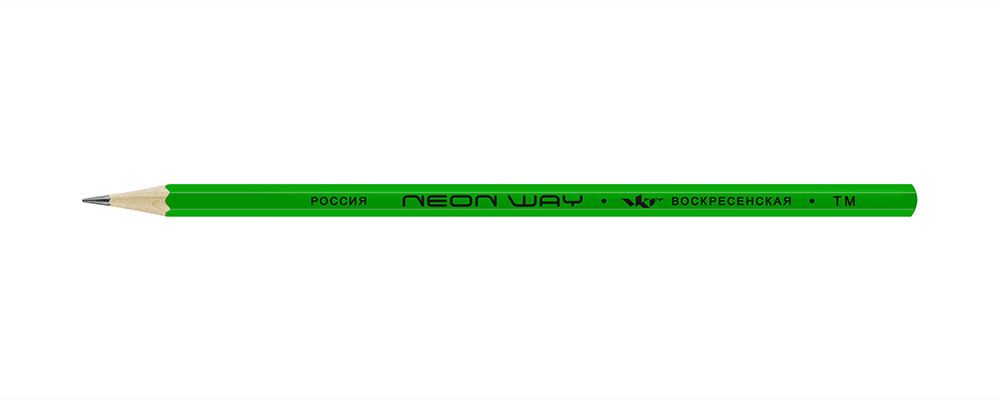 Карандаш чернографитный неоновый заточенный ТМ (HB) 72 шт, Neon way NW04, 1544 зеленый, ВКФ NW04