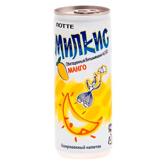 Газированный напиток Lotte Milkis со вкусом манго, 250 мл (Корея)
