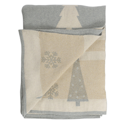 Плед из хлопка с новогодним рисунком christmas tree из коллекции new year essential, 130х180 см