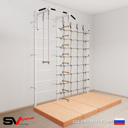 Шведская стенка Sv Sport 51840 (Турник стандарт/Лестница/Трапеция/Мат 2м/Канатный лаз)