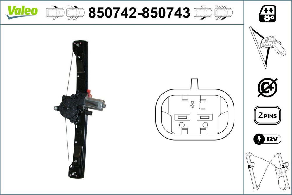 VALEO - 850742-VAL - Window Regulator