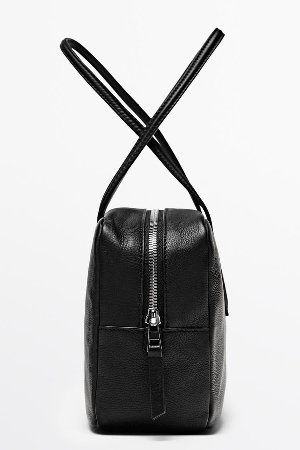 Massimo Dutti Миниатюрная цилиндрическая сумка из кожи наппа, черный