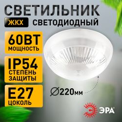 Светильник ЭРА «Сириус» НБП 06-60-011 антивандальный IP54 E27 max 60Вт D220 круглый призма | Светильники ЖКХ IP54