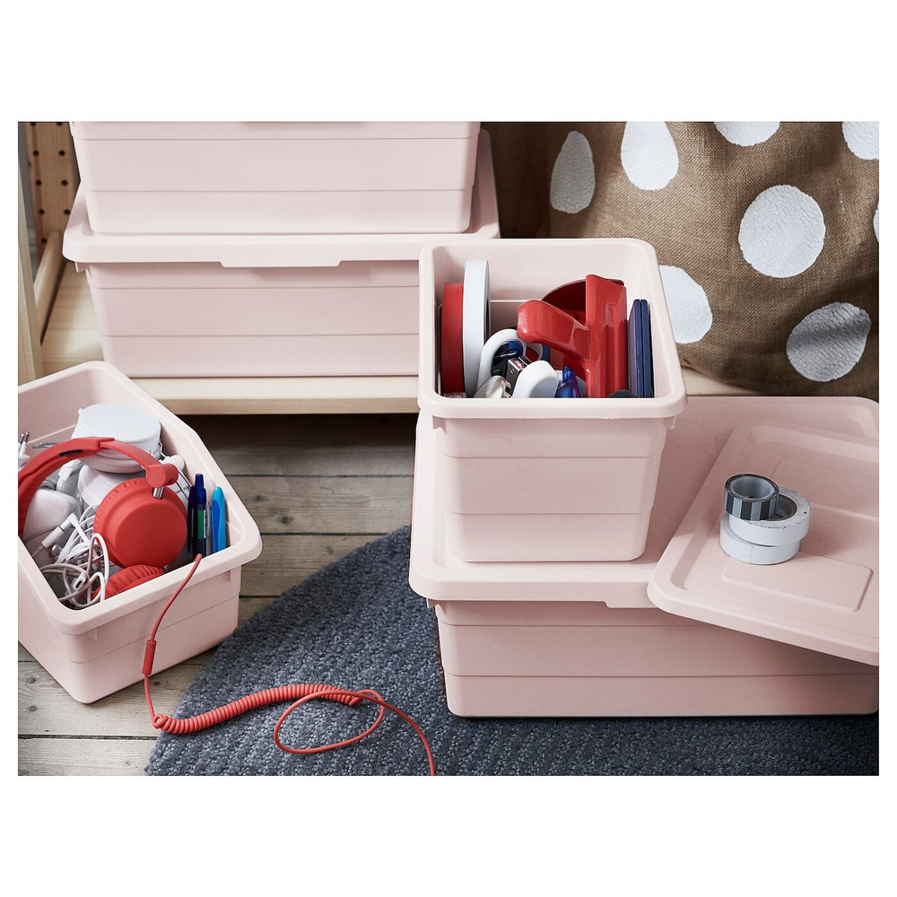 Коробка с крышкой IKEA SOCKERBIT (СОККЕРБИТ), Розовый, 19x26x15 см