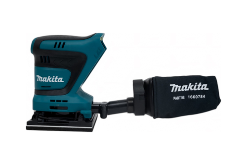 Аккумуляторная вибрационная шлифмашина Makita LXT, BL, 18 В, XPT, 114x140 мм, 11000-14000 об\м, ампл-1.5мм, 1.4 кг, кор,п\сборник, зажим +липучка, без аккум и з/у DBO480Z