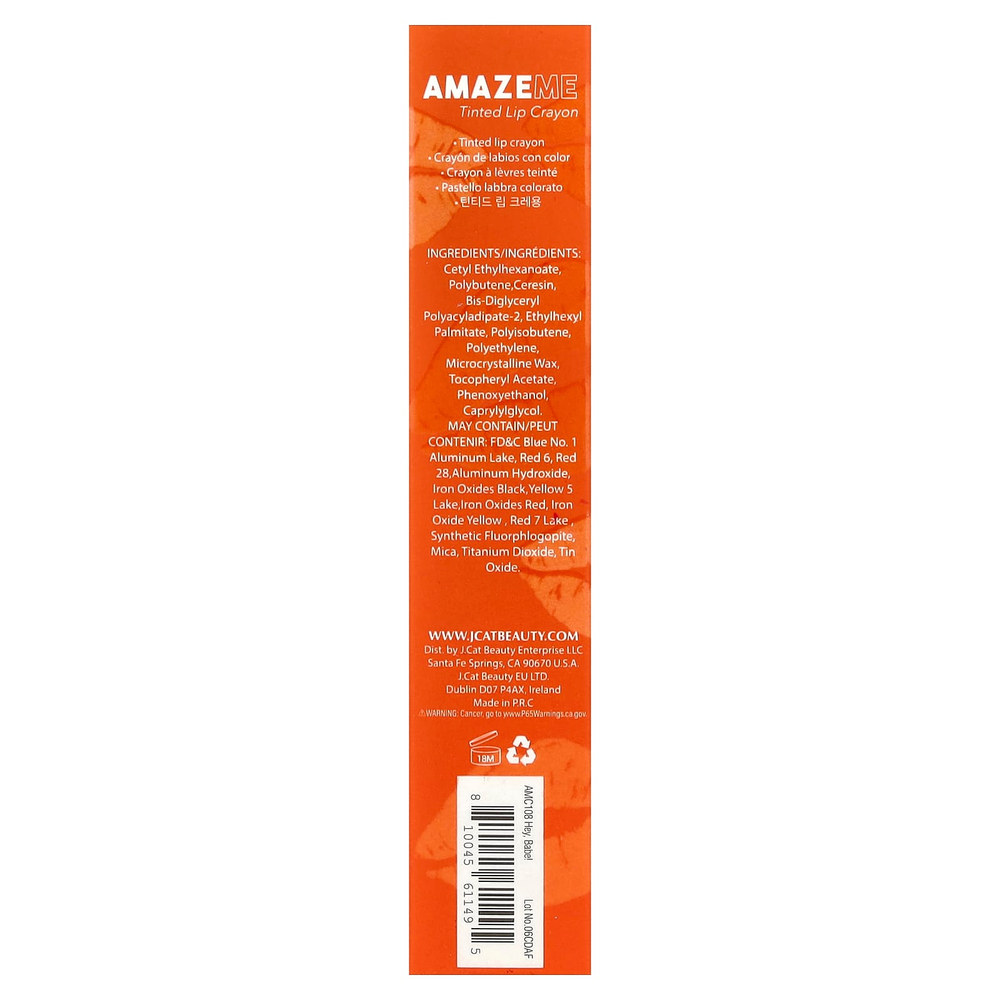 J.Cat Beauty, Amaze Me, карандаш для губ, AMC108 Hey, Babe!, 4 г (0,14 унции)