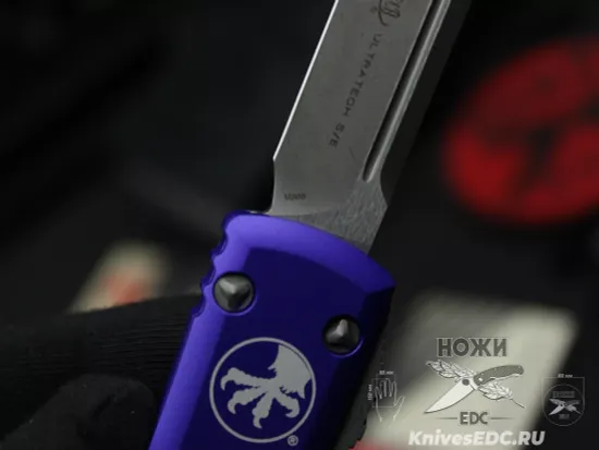 Microtech Ultratech S/E - нож автомат., фиолет. алюм. рук-ть, клинок апокалиптик
