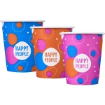 Стакан одноразовый бум односл. 250 мл d-80мм Happy People МИКС 50шт/уп