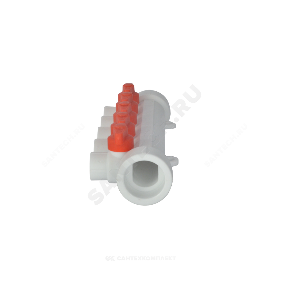 Коллектор PP-R белый Дн 40х20 на 5 выходов с кранами VALFEX 101134005