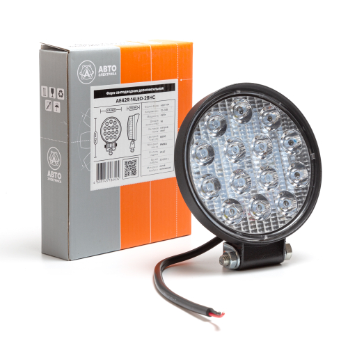 AE42R-14LED-28HC Фара светодиодная дополнительная, круглая SLIM 115*28*142, направленный свет, 14 диодов, крепление по центру, 42 Вт, 10-30 В