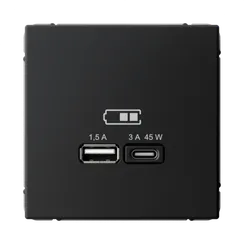 Розетка с USB A+C Systeme Electric ArtGallery Карбон GAL001029