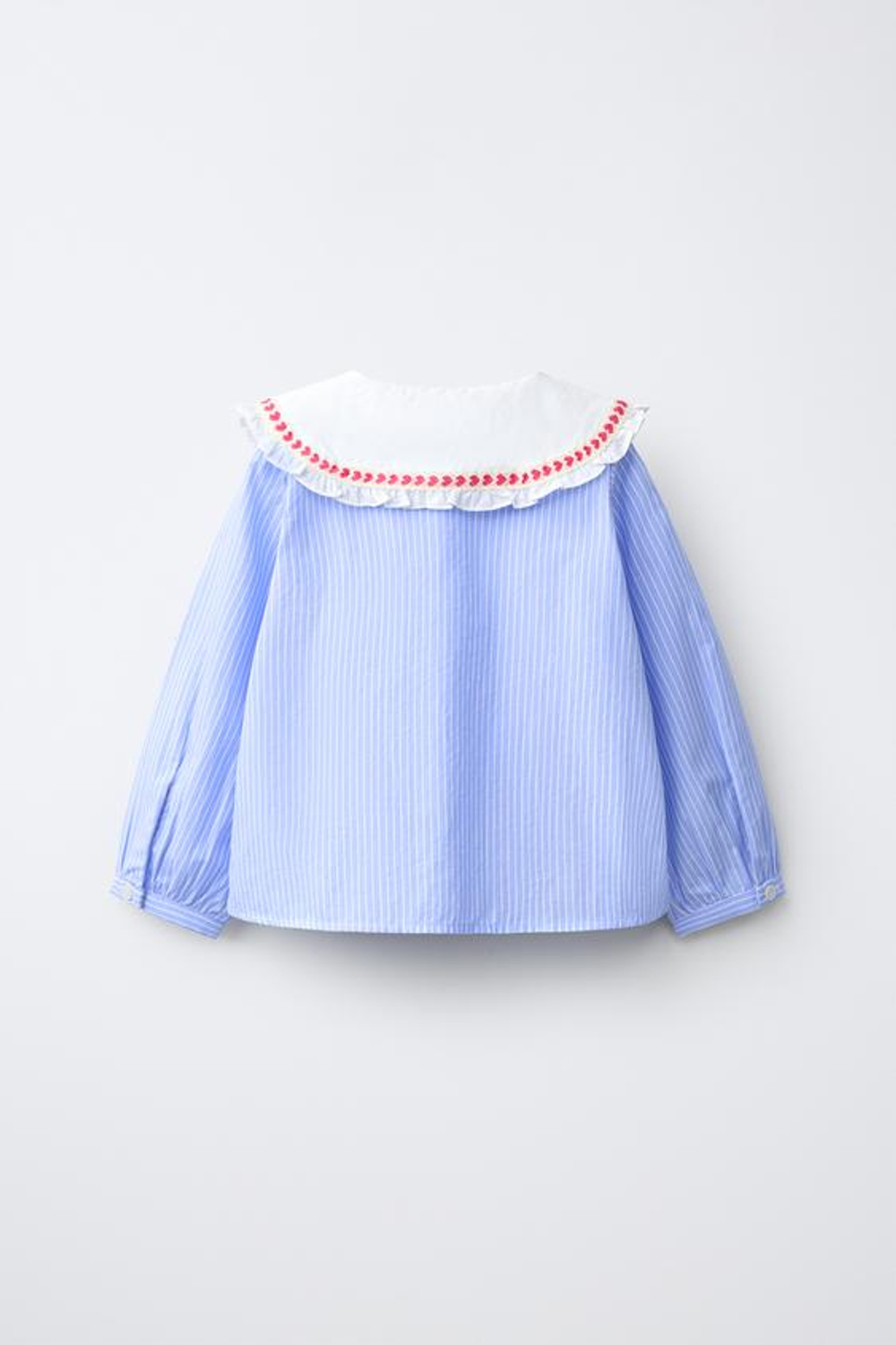 ZARA РУБАШКА В ПОЛОСКУ С ВОРОТНИКОМ И СЕРДЕЧКАМИ, СИНИЙ