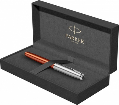 Перьевая ручка Parker Sonnet Essentials Orange SB Steel CT 2169228, перо: F, цвет чернил black, в подарочной упаковке.