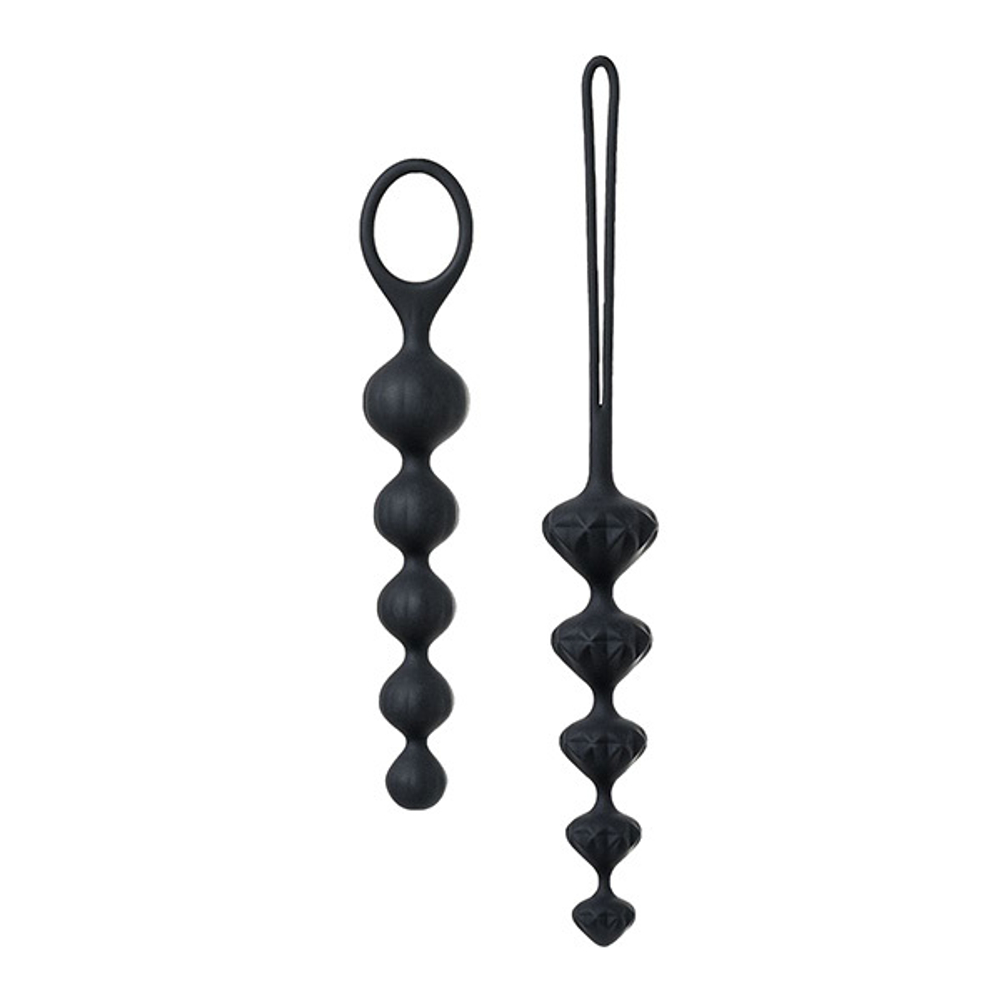 Набор из 2 чёрных анальных цепочек 3,5см Satisfyer Love Beads