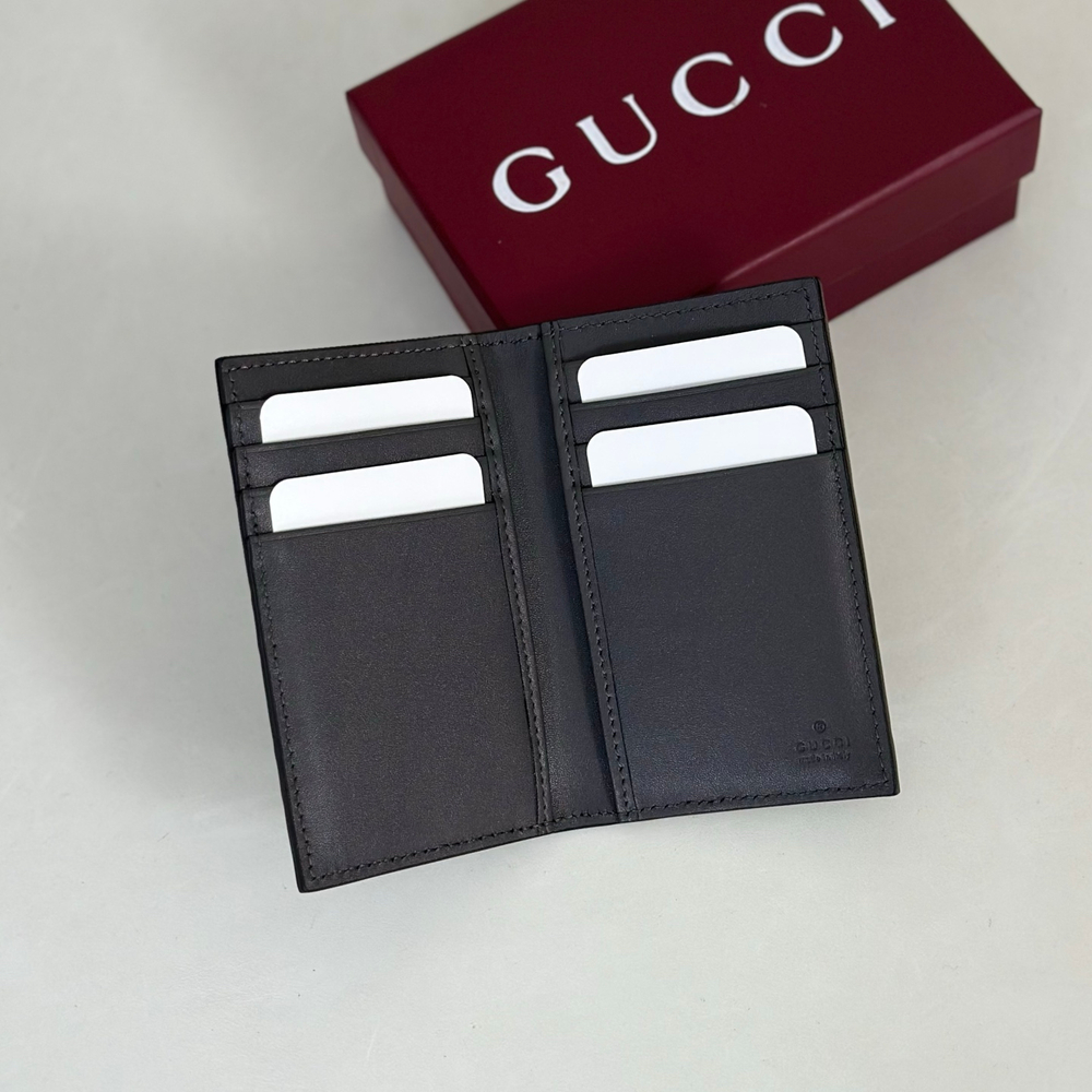 Картхолдер Gucci GG Emblem складной — тёмно-серый — фото 4