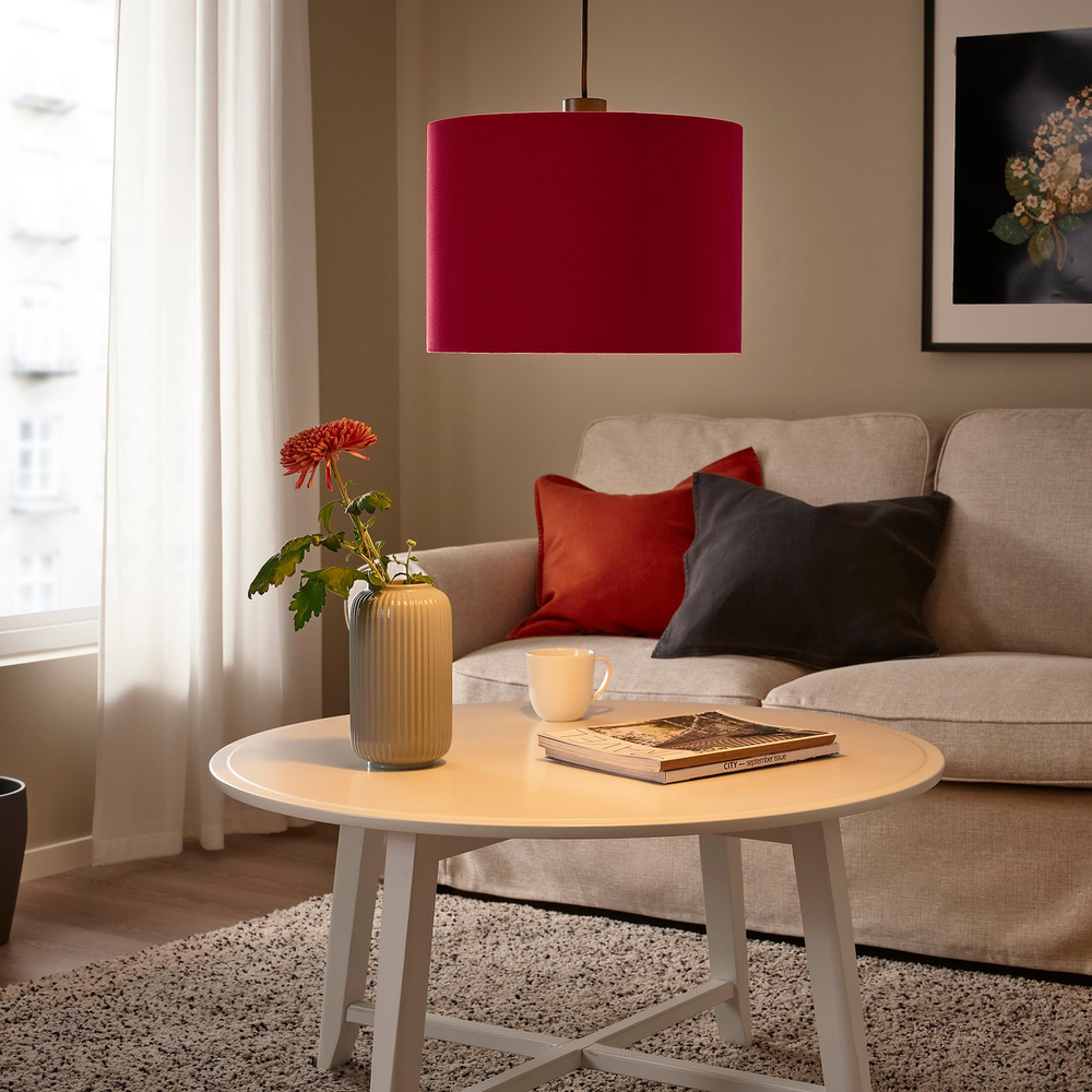 IKEA MOLNSKIKT  (ИКЕА МОЛНСКИКТ)  -  Абажур - тёмно-красный бархат 33 см