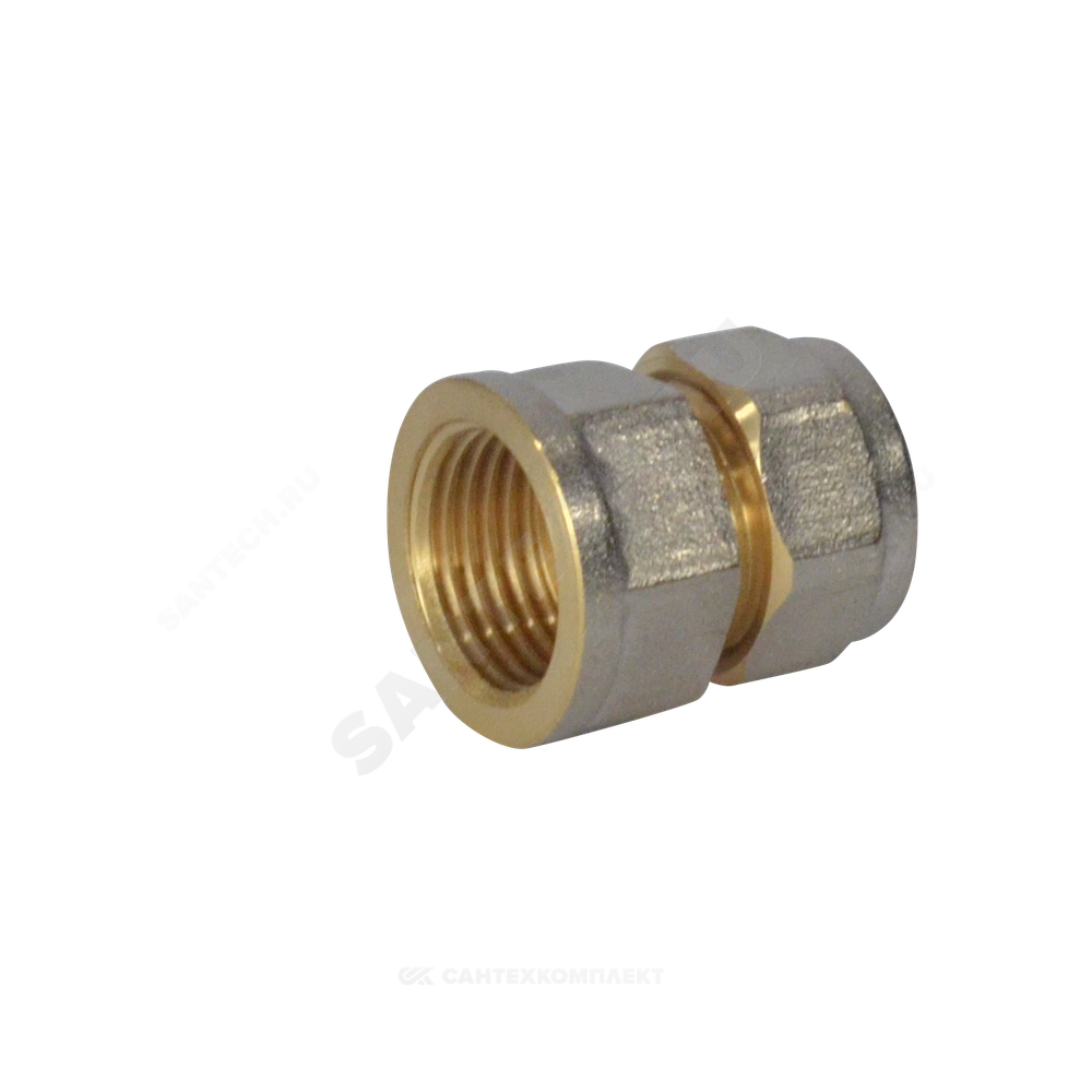 Муфта МП латунь никель обжим Дн 26х3/4" ВР ГОСТ 32415-2013 7002 Aquasfera 7002-05