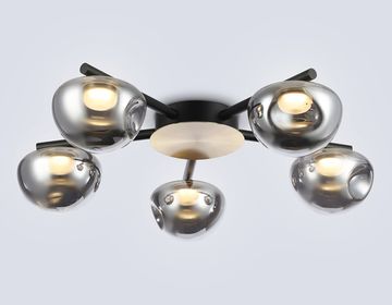 Потолочный светодиодный светильник 30W 3000K LH12009/5 BK/GD/SM чёрный/золото/дымчатый High Light Modern Ambrella