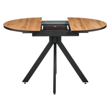 Стол Bradex Home Rudolf круглый раскладной 90-120x90x75см, Дуб Вотан, чёрный