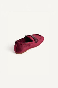 ZARA ВЕЛЮРОВЫЕ МОКАСИНЫ - LIMITED EDITION, КРАСНЫЙ