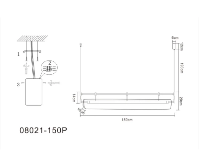 08021-150P,20 Подвес Аника бронза w150*10 h150 Led 32W (3000K)