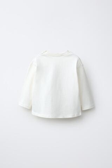 ZARA ЛОНГСЛИВ С ВЫШИТОЙ НАДПИСЬЮ, БЕЛЫЙ