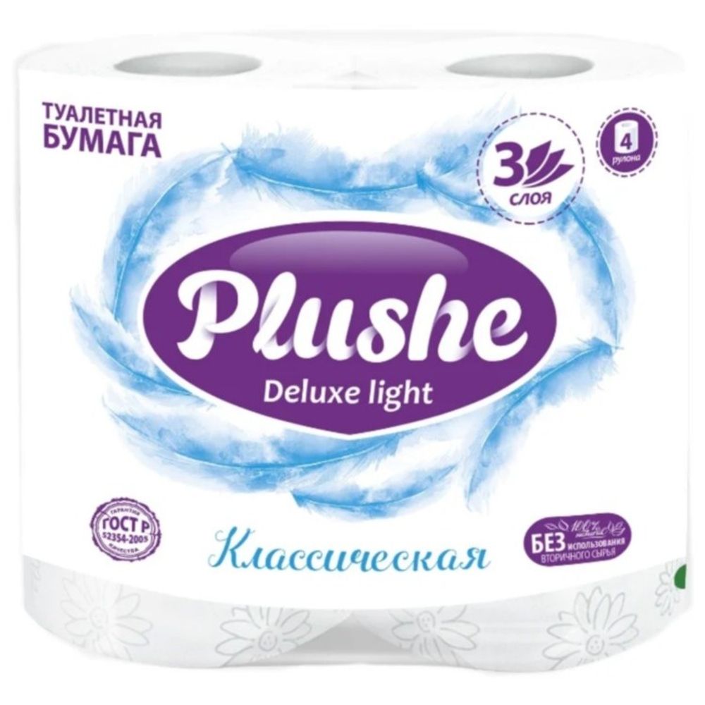 Туалетная бумага Плюше Делюкс 3сл 4шт Классическая, шт