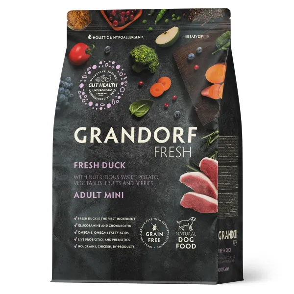 Сухой корм GRANDORF Fresh Dog Adult MINI Duck&Sweet Potato для собак мелких пород из свежего мяса утки с бататом