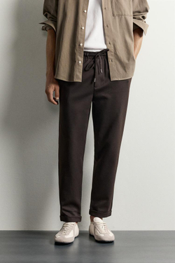 ZARA БРЮКИ-ДЖОГГЕРЫ NON IRON КОМФОРТНОЙ ПОСАДКИ, ШОКОЛАДНЫЙ