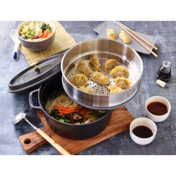 STAUB Чугунная кастрюля Cocotte 24 см 3,8 л со вставкой-пароваркой черная EAN 3272340054372