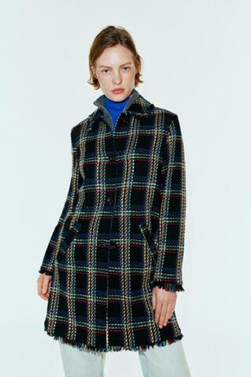 ZARA ПАЛЬТО В КЛЕТКУ ИЗ РЕЛЬЕФНОЙ ТКАНИ, РАЗНОЦВЕТНЫЙ