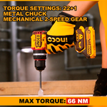 Аккумуляторный бесщёточный шуруповерт INGCO CDLI20668 INDUSTRIAL 20 В 66 Нм