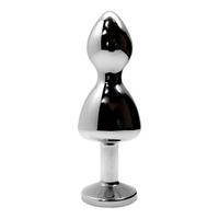 Металлическая анальная втулка 10,5см с синим кристаллом Cnex Wooomy Lollypop Double Ball Metal Plug Blue L