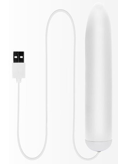 Белый классический вибратор с питанием от USB LET US-B VIBRATOR WHITE - 17 см. (Цвет: белый)