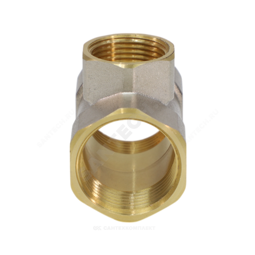 Тройник латунь никель переходной Ду 32х25х32 (1 1/4"х1"х1 1/4") ВР/ВР 9008 ГОСТ 32585-2013 Aquasfera 9008-06