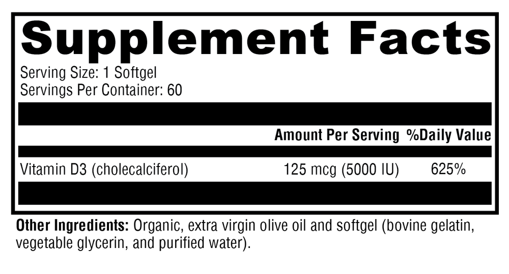 D3 5000 60 Softgels