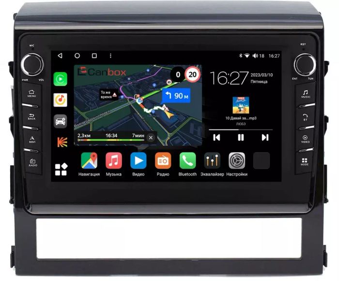 Магнитола для Toyota Land Cruiser 200 2015-2021 (без JBL) - Canbox 9047 Android 10, Быстрая, CarPlay, 4G SIM-слот