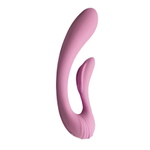Розовый вибромассажер 18см с гибким клиторальным отростком Adrien Lastic G-Wave