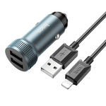 Автомобильная зарядка HOCO Z49 12/24В-2.4А с кабелем Lightning