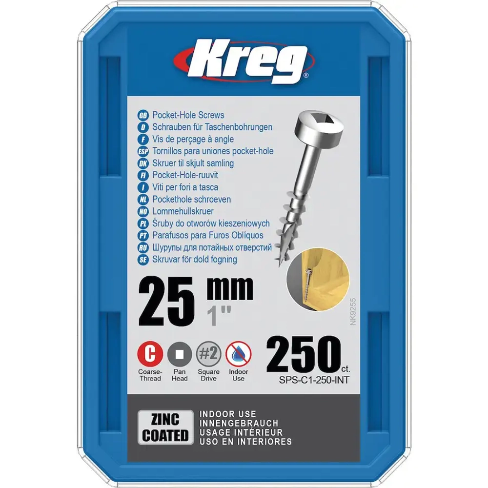 Шурупы с крупным шагом, 25 мм, 250 шт Kreg SPS-C1-250-INT