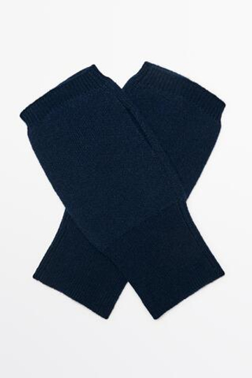 Massimo Dutti Трикотажные варежки из 100% кашемира, темно-синий