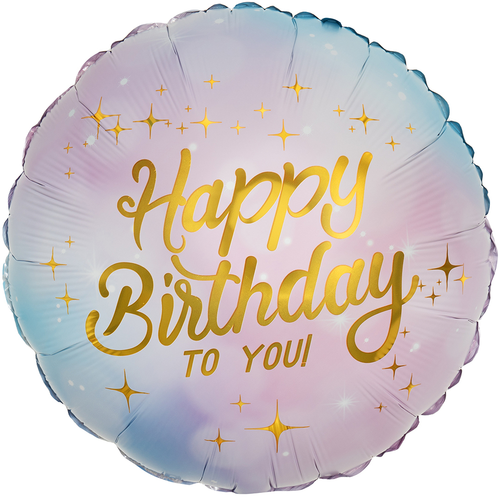 К 18" Круг Happy Birthday Сиреневый Градиент