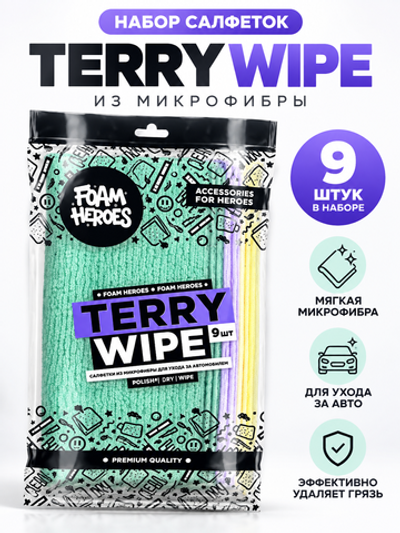 Foam Heroes Terry Wipe универсальная двусторонняя микрофибра без оверлока 40х40см, 360г/м2